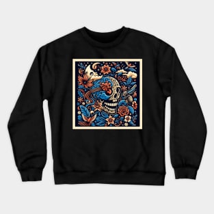 skull, flowers, brain and the moon Crewneck Sweatshirt